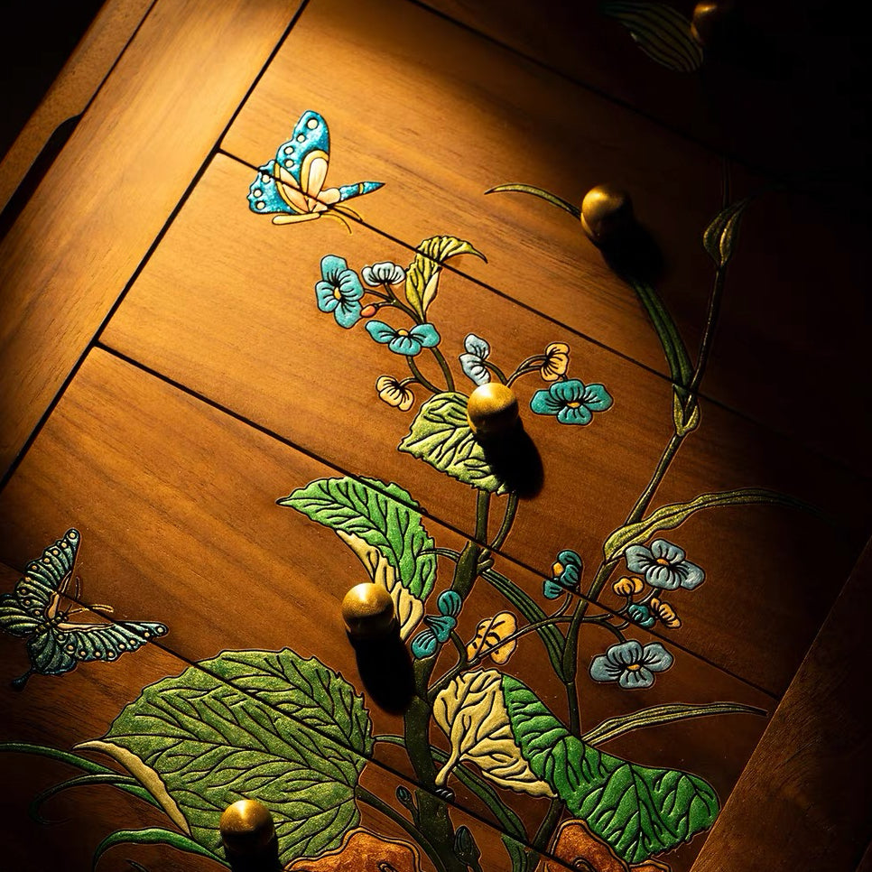 Roselyn 5-Drawer Hand-painted Walnut Jewelry Cabinet