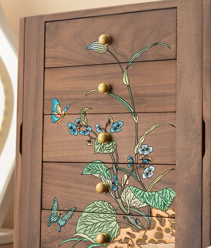Roselyn 5-Drawer Hand-painted Walnut Jewelry Cabinet
