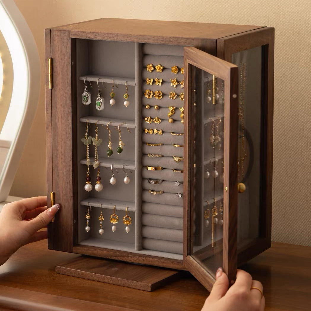 Roselyn 5-Drawer Hand-painted Walnut Jewelry Cabinet