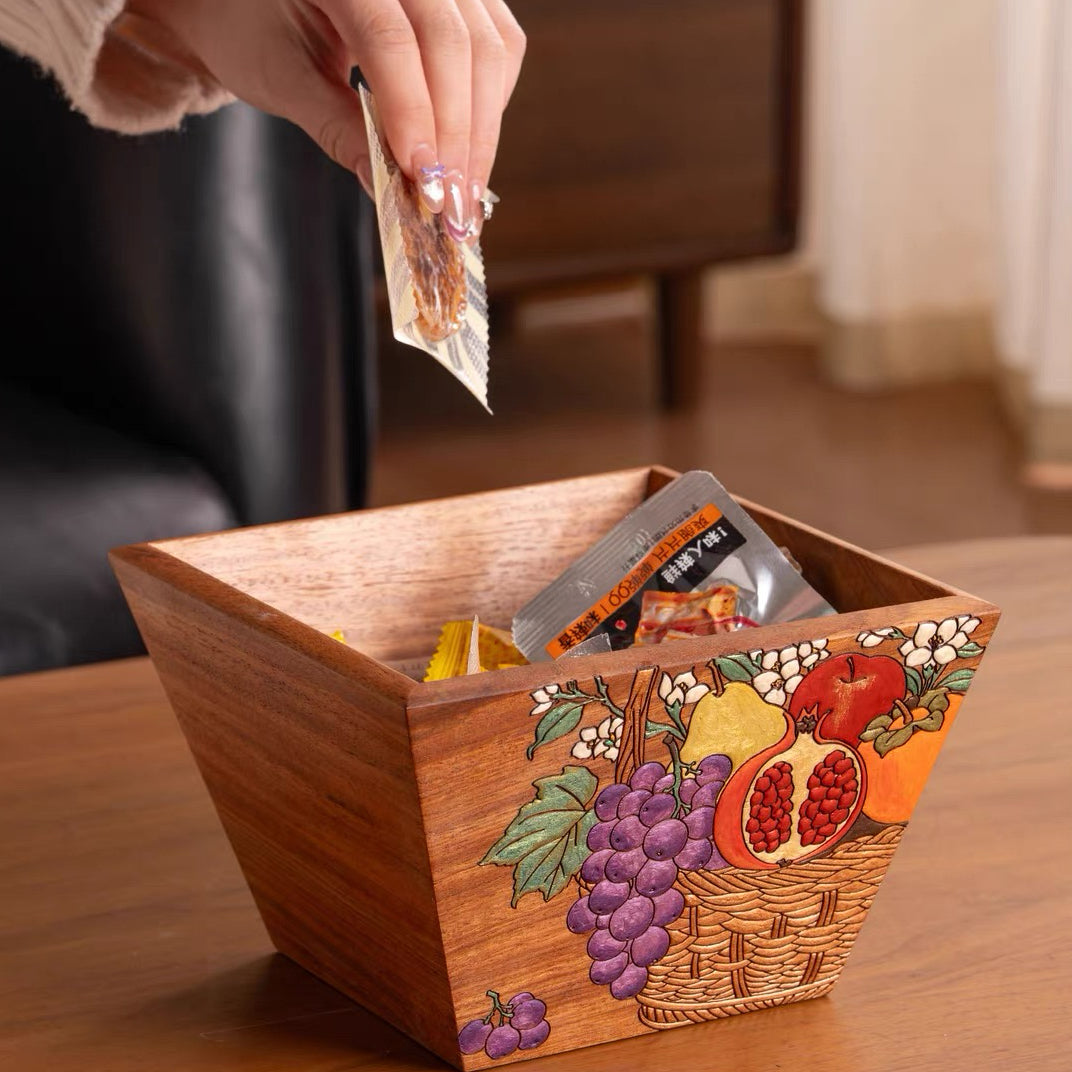 Grapelle Hand-Painted Rosewood Storage Basket