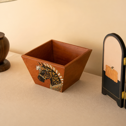 Grapelle Hand-Painted Rosewood Storage Basket