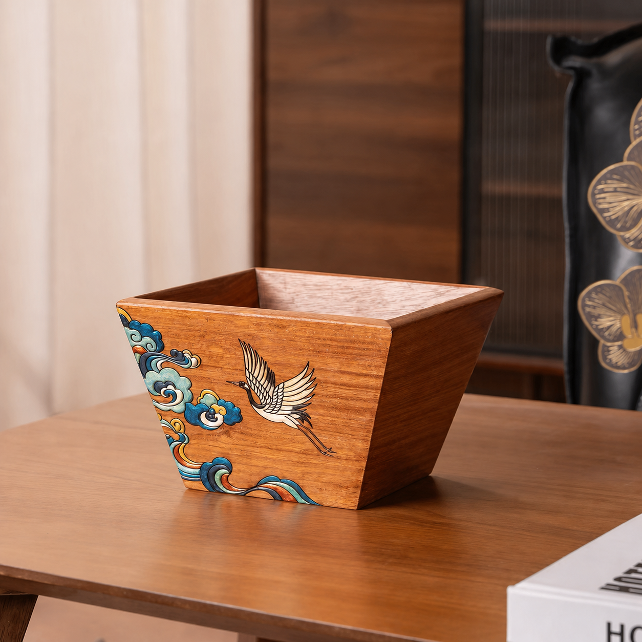 Grapelle Hand-Painted Rosewood Storage Basket