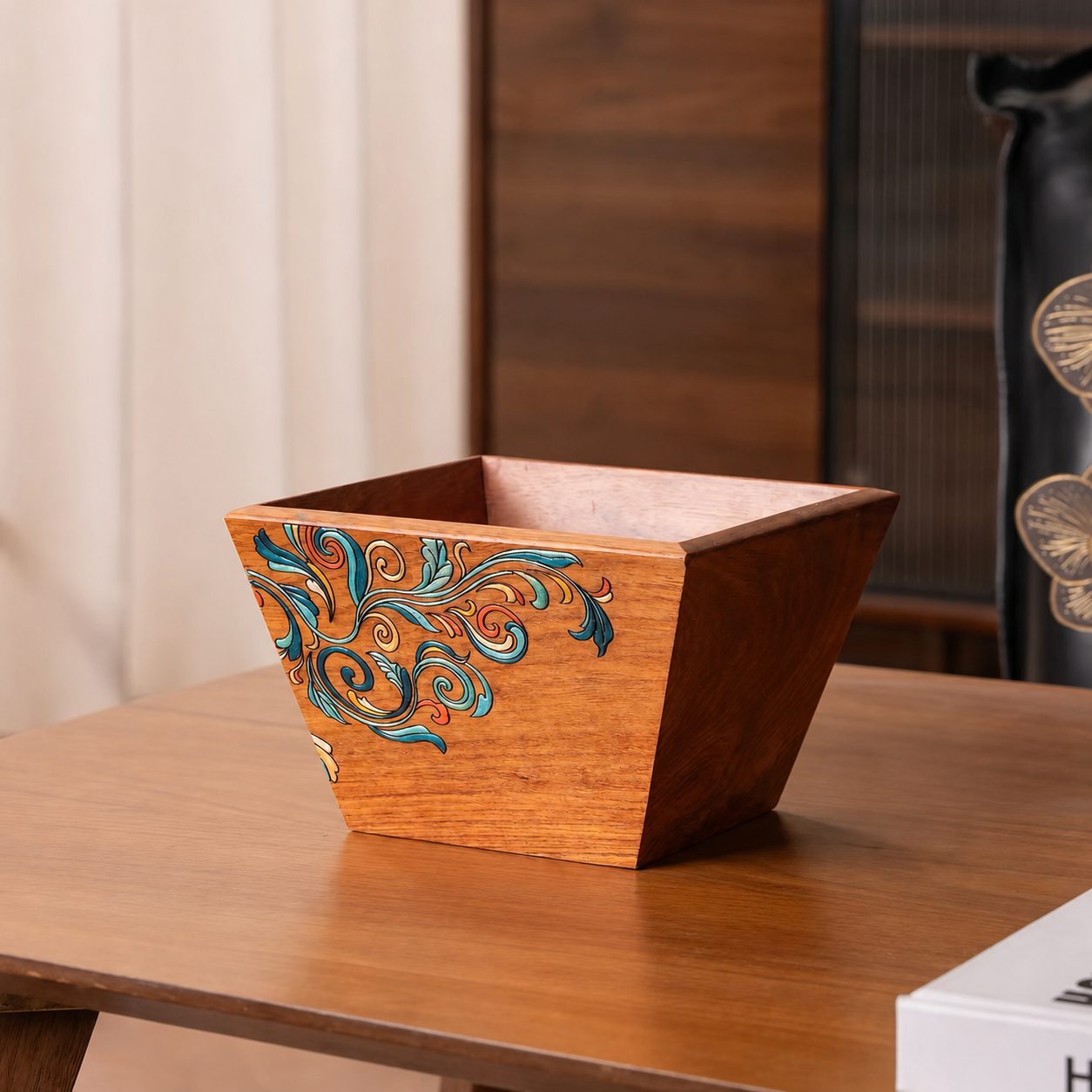 Grapelle Hand-Painted Rosewood Storage Basket