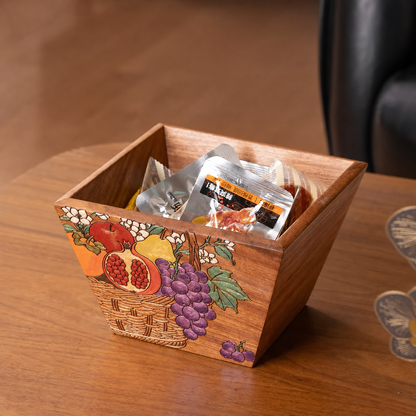 Grapelle Hand-Painted Rosewood Storage Basket