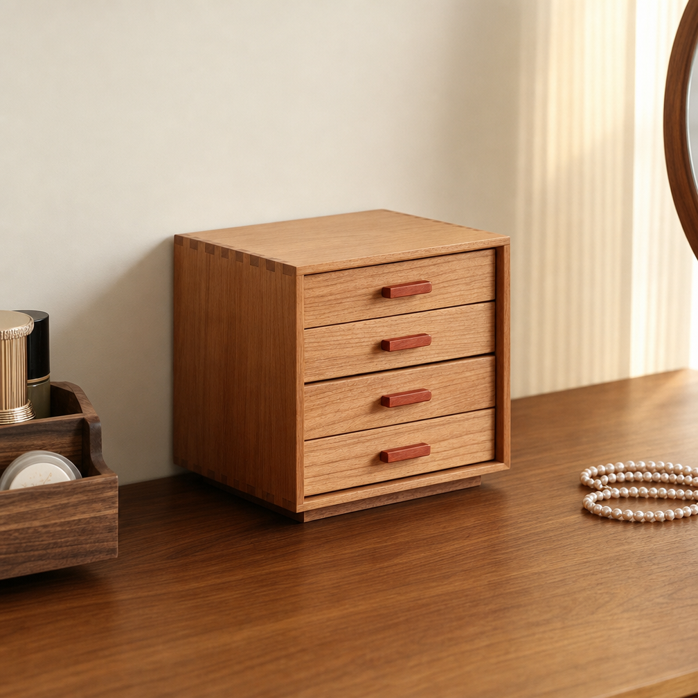 Sylvie Solid Cherry Wood Jewelry Cabinet
