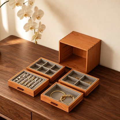 Sylvie Solid Cherry Wood Jewelry Cabinet