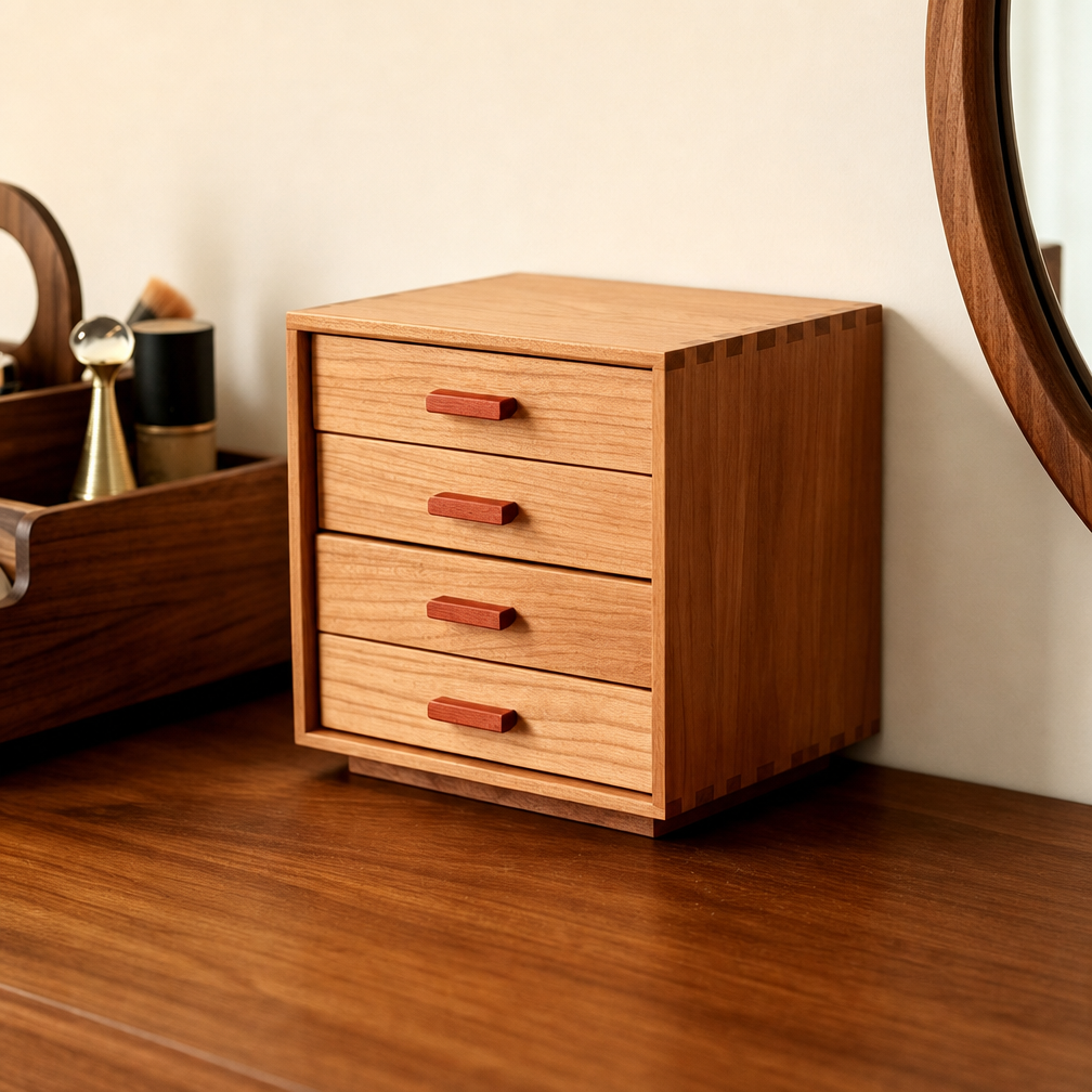 Sylvie Solid Cherry Wood Jewelry Cabinet