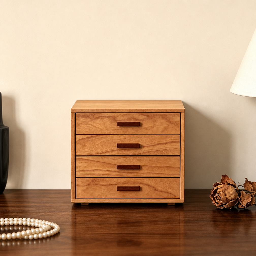 Sylvie Solid Cherry Wood Jewelry Cabinet
