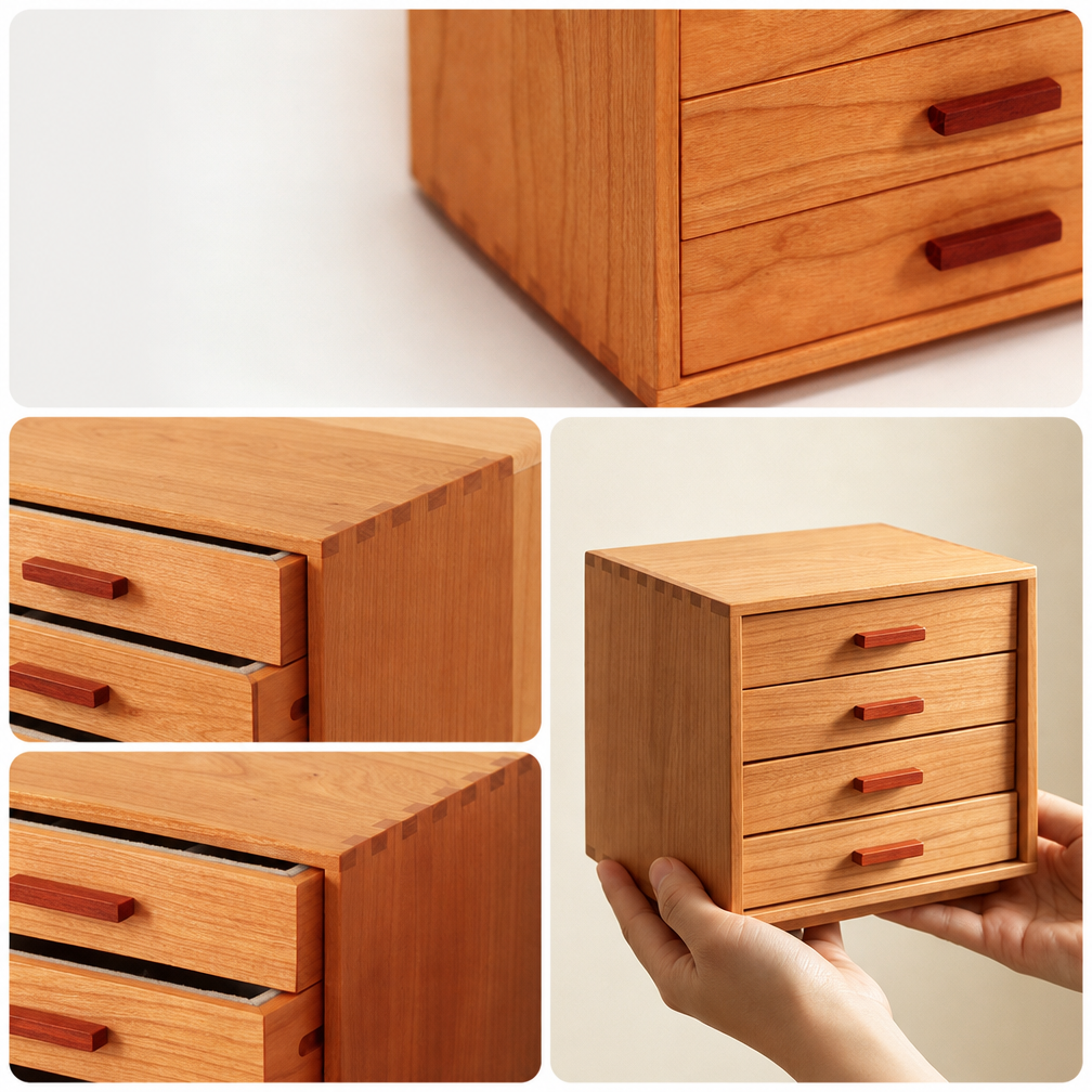 Sylvie Solid Cherry Wood Jewelry Cabinet