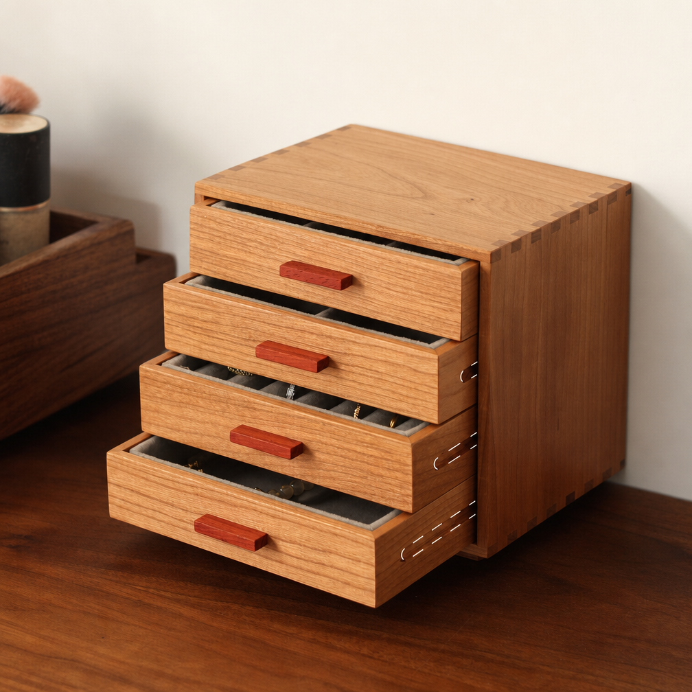Sylvie Solid Cherry Wood Jewelry Cabinet