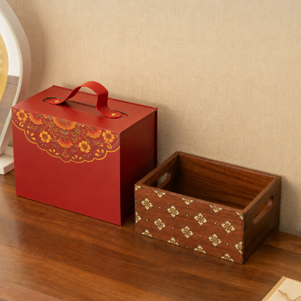 Celeste Hand-Painted Solid Wood Makeup Organizer