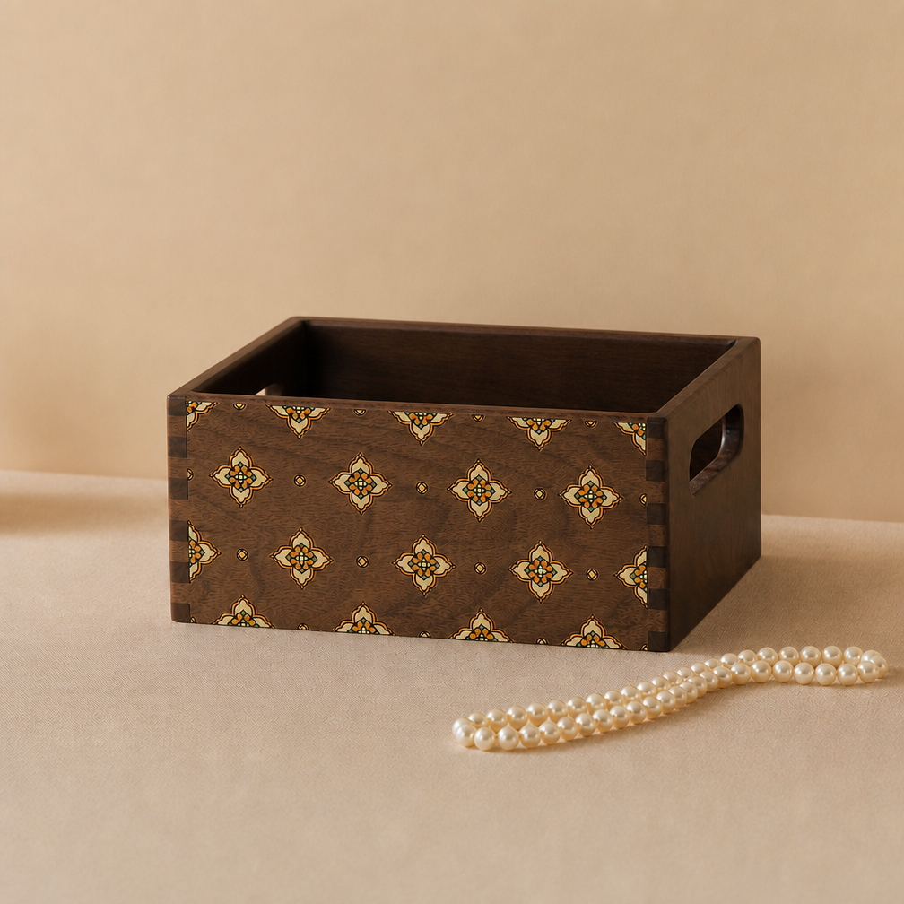 Celeste Hand-Painted Solid Wood Makeup Organizer