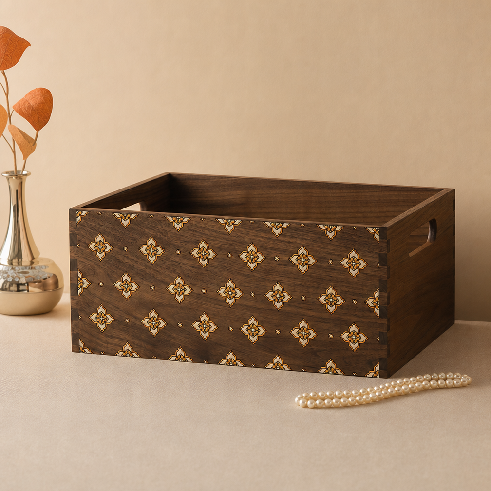 Celeste Hand-Painted Solid Wood Makeup Organizer