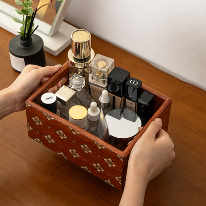 Celeste Hand-Painted Solid Wood Makeup Organizer