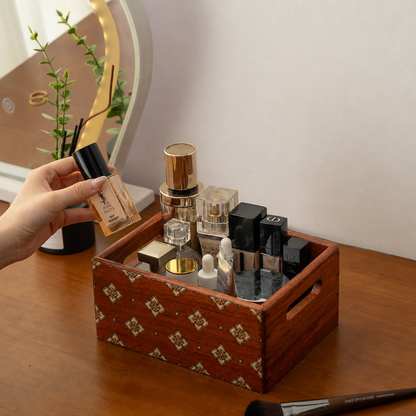 Celeste Hand-Painted Solid Wood Makeup Organizer