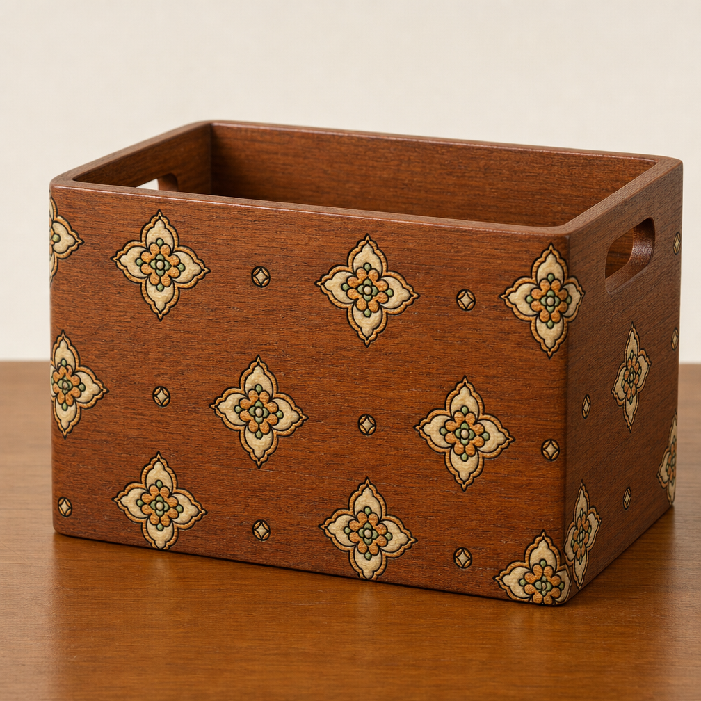 Celeste Hand-Painted Solid Wood Makeup Organizer
