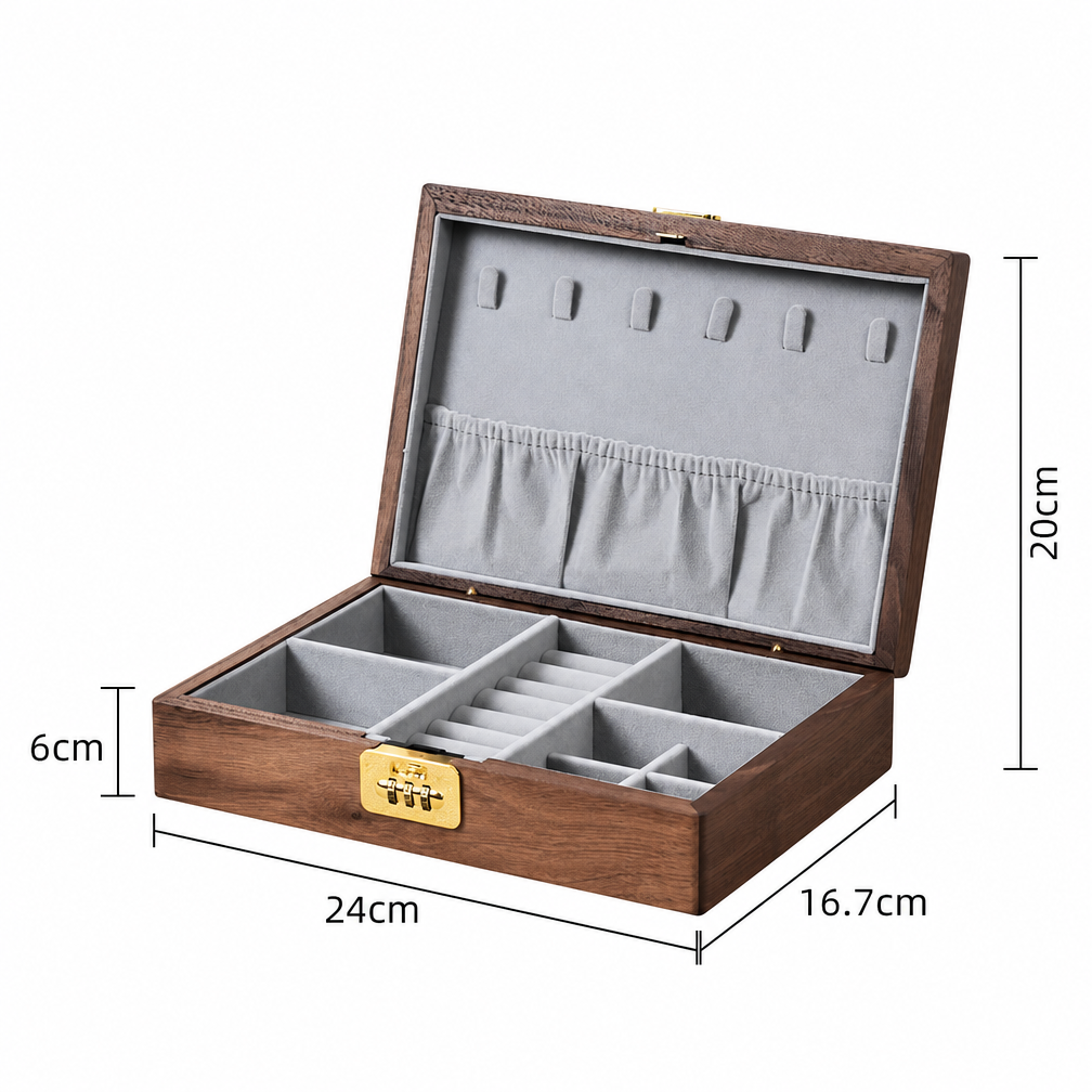 Vivienne Walnut Locking Jewelry Box