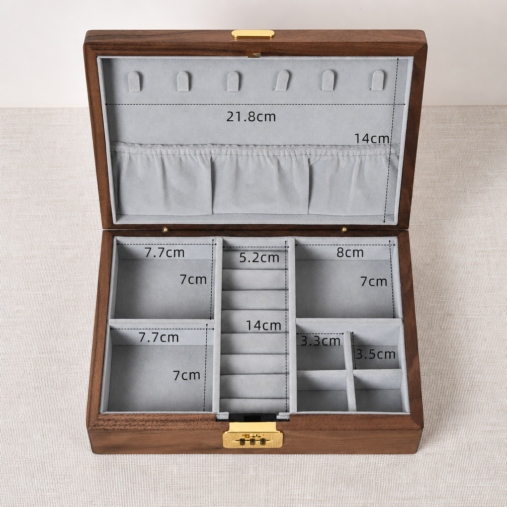 Vivienne Walnut Locking Jewelry Box