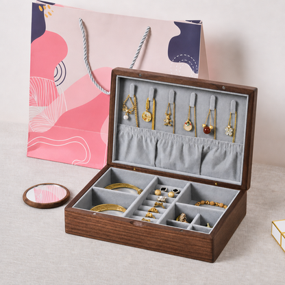 Vivienne Walnut Locking Jewelry Box