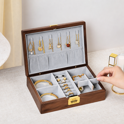 Vivienne Walnut Locking Jewelry Box