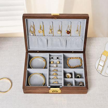 Vivienne Walnut Locking Jewelry Box