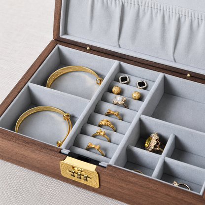 Vivienne Walnut Locking Jewelry Box