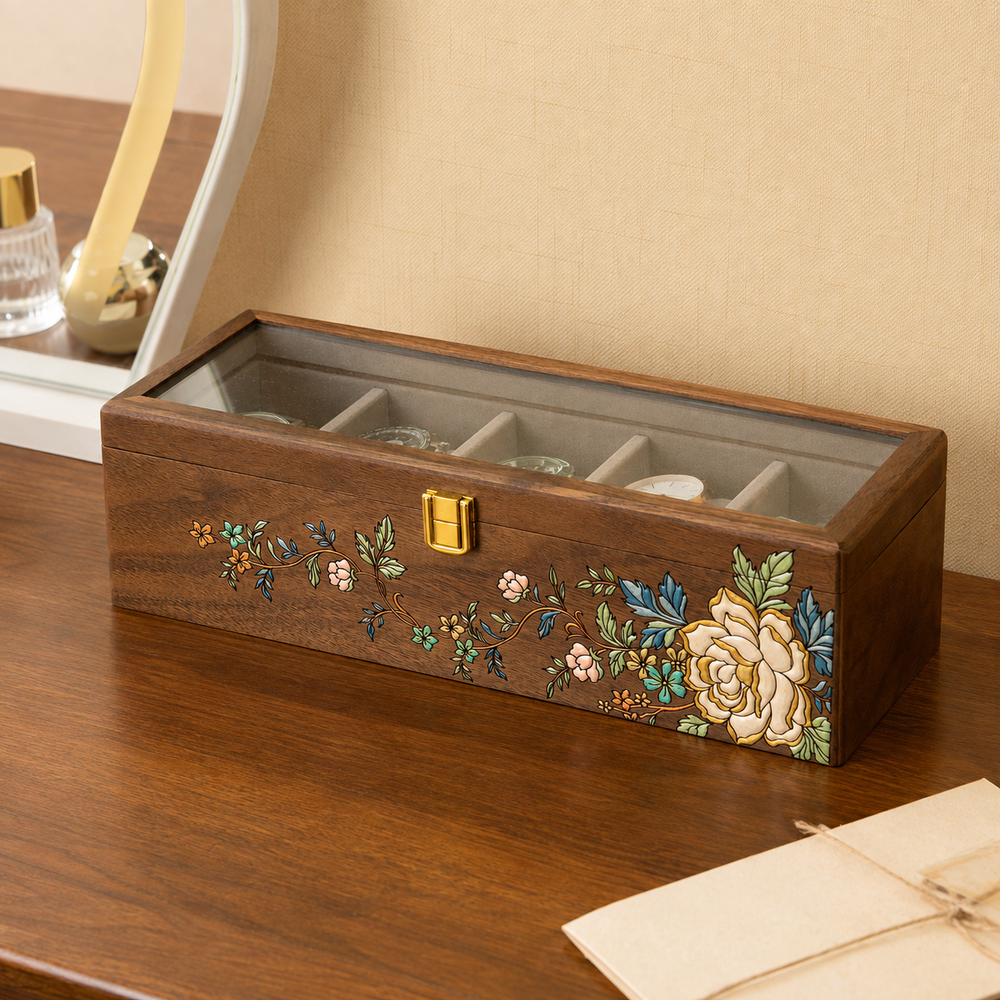Daphne Hand-Painted Walnut Watch Box