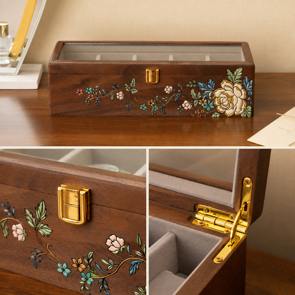 Daphne Hand-Painted Walnut Watch Box