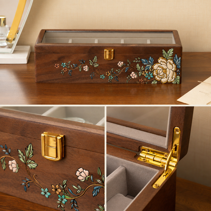 Daphne Hand-Painted Walnut Watch Box