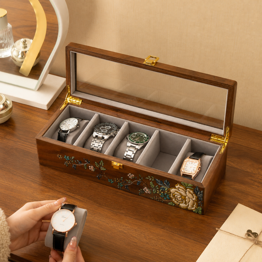 Daphne Hand-Painted Walnut Watch Box