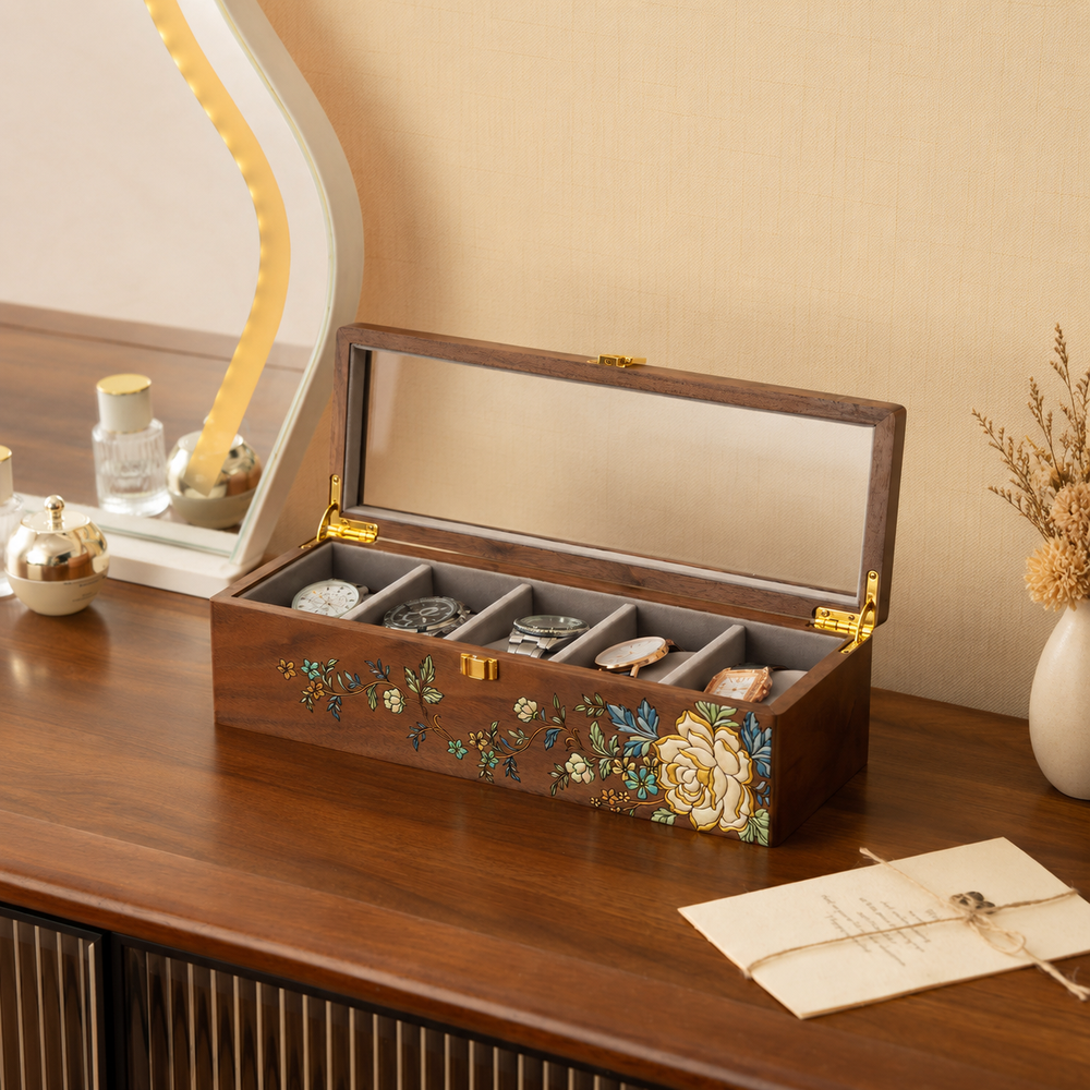 Daphne Hand-Painted Walnut Watch Box