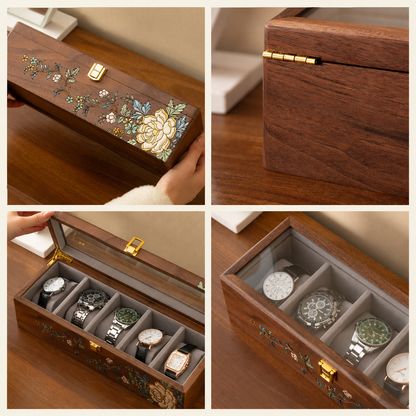 Daphne Hand-Painted Walnut Watch Box