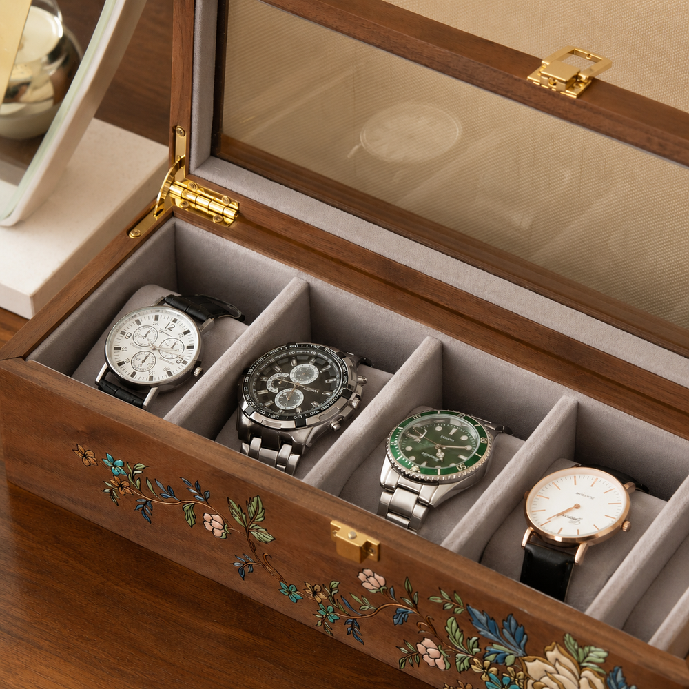 Daphne Hand-Painted Walnut Watch Box