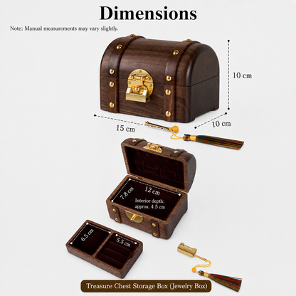 Odette Solid Walnut Treasure Chest Jewelry Box