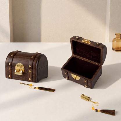 Odette Solid Walnut Treasure Chest Jewelry Box