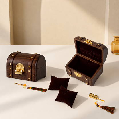 Odette Solid Walnut Treasure Chest Jewelry Box