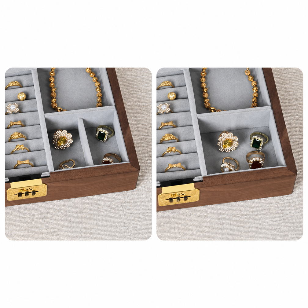 Vivienne Walnut Locking Jewelry Box