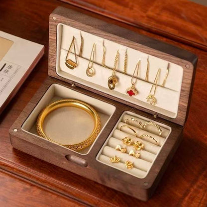 Luvie Cofre de joyería retro de nogal y palo de rosa