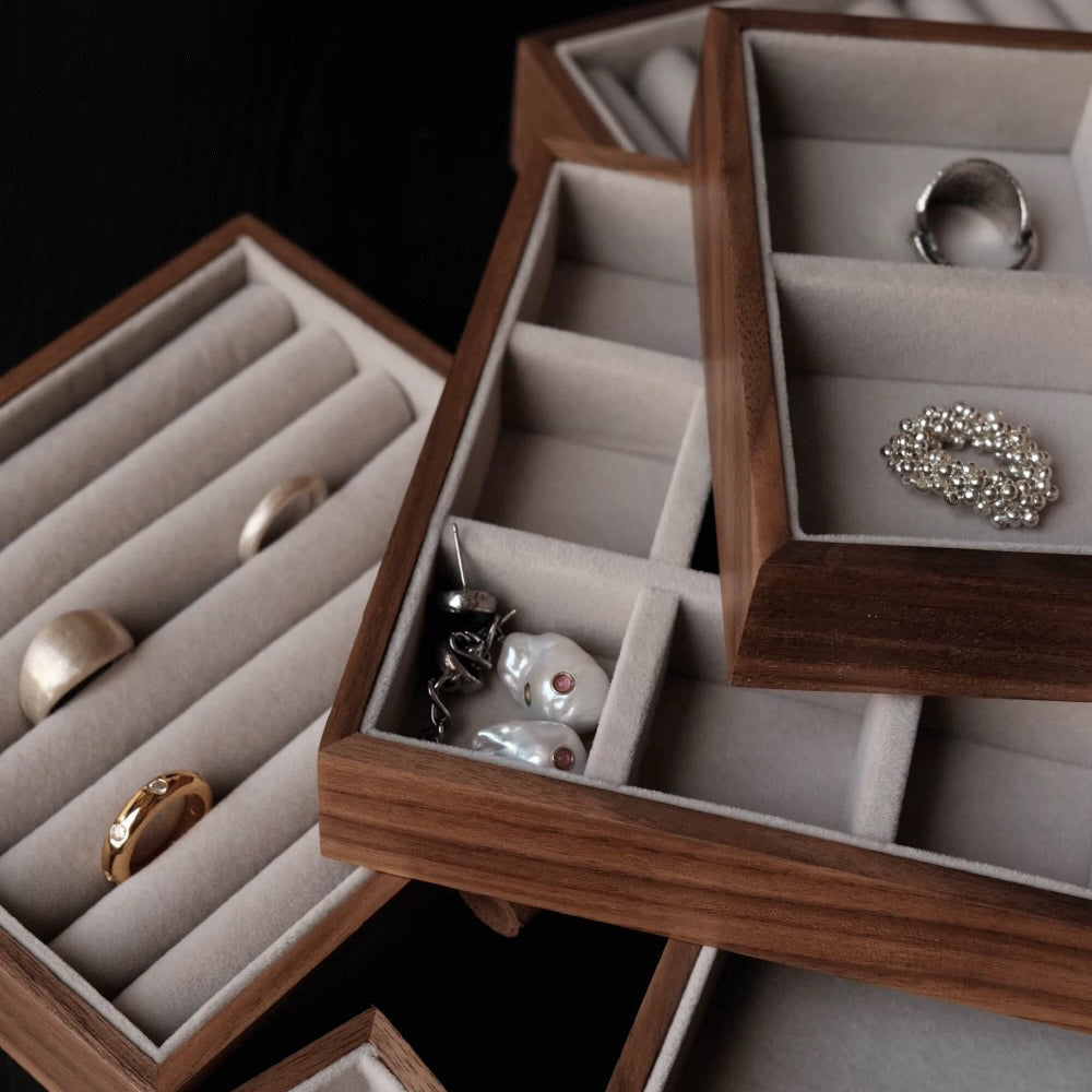 Artora wooden jewelry box with beautifully designed front panel