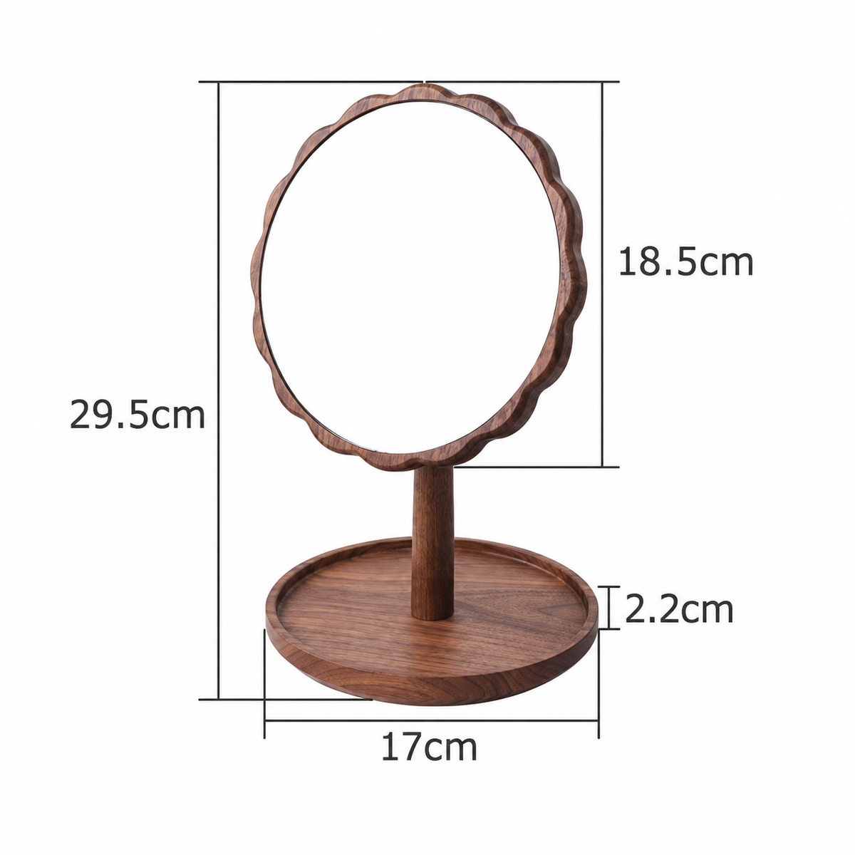 Aurelia Solid Walnut Petal Tabletop Mirror
