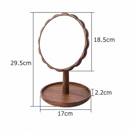 Aurelia Solid Walnut Petal Tabletop Mirror