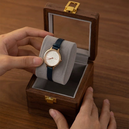 Phillip Solid Walnut Watch Box with Glass Lid