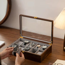 Phillip Solid Walnut Watch Box with Glass Lid