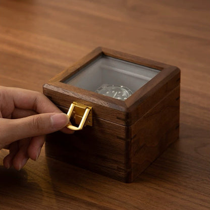 Phillip Solid Walnut Watch Box with Glass Lid
