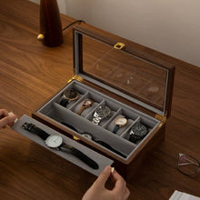 Phillip Solid Walnut Watch Box with Glass Lid