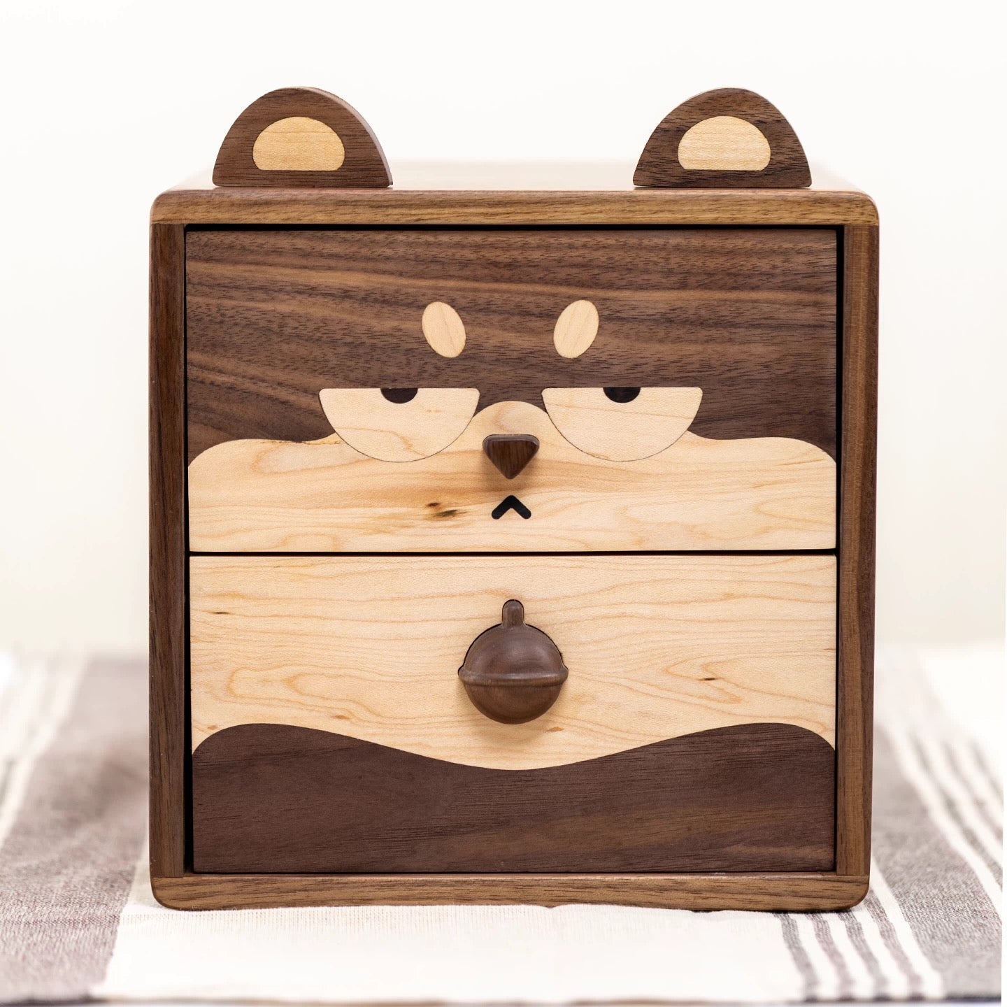 Eleanor Massief Houten Twee-Lade Opbergdoos