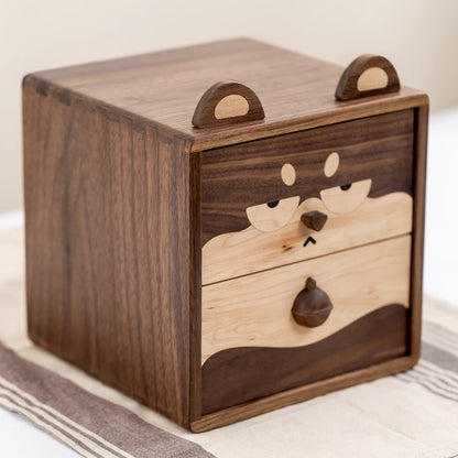 Eleanor Massief Houten Twee-Lade Opbergdoos
