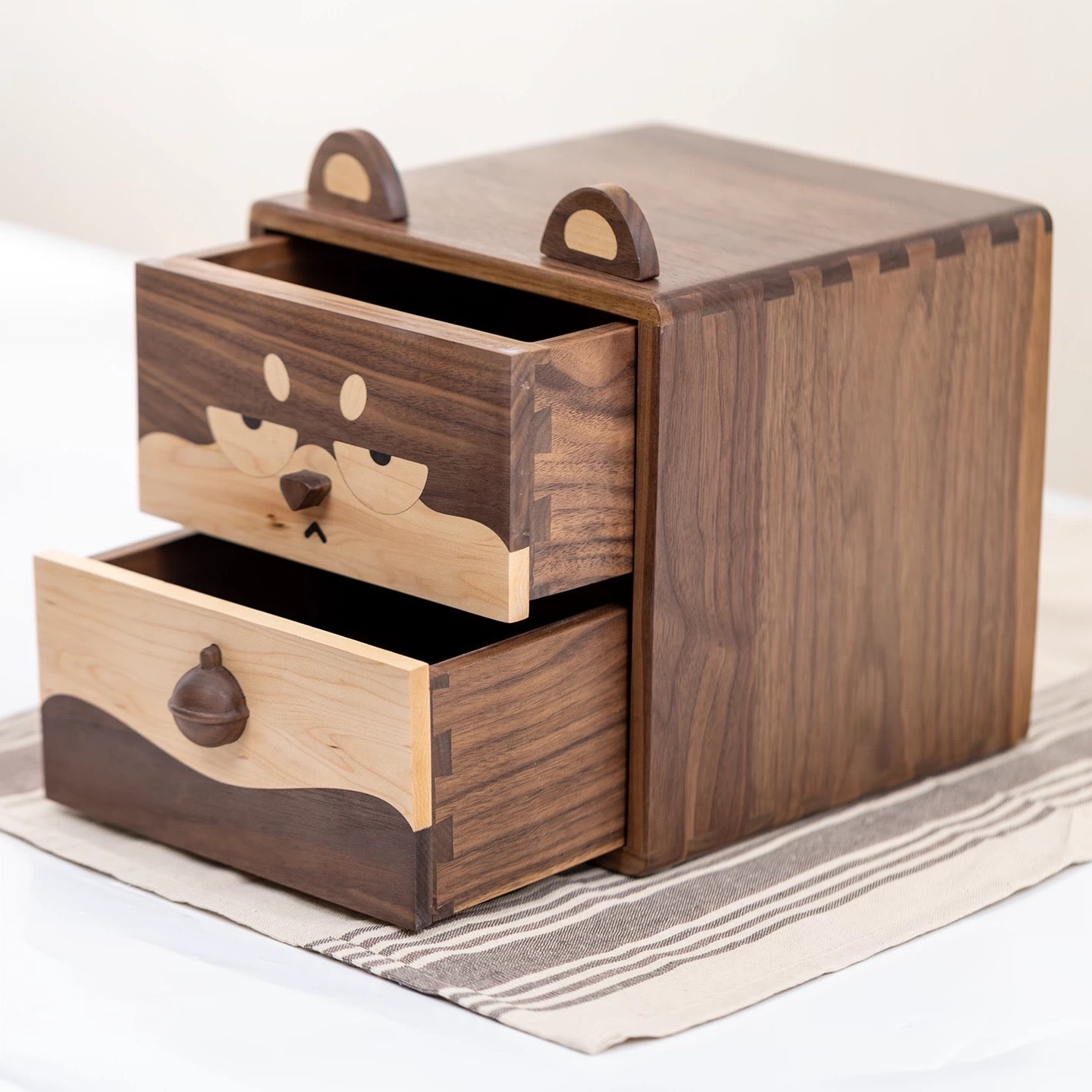 Eleanor Massief Houten Twee-Lade Opbergdoos