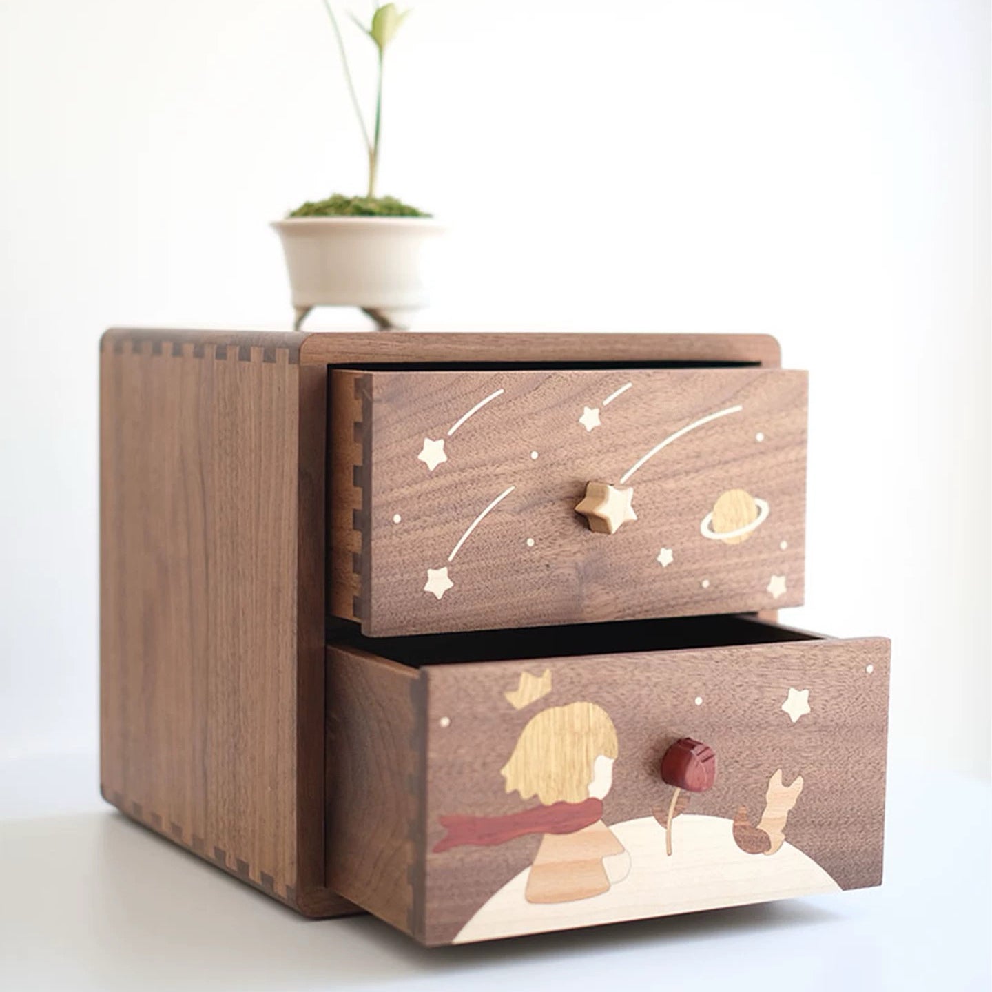 Eleanor Massief Houten Twee-Lade Opbergdoos