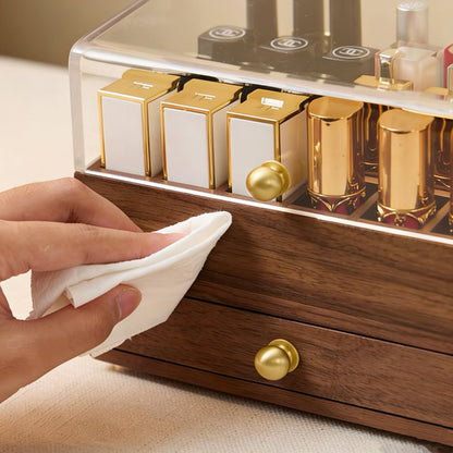 Cecilia Solid Walnut Lipstick Organizer Box